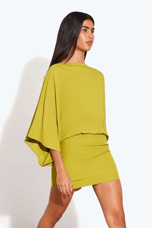 Chic Back Deep V Cowl Neck Loose Mini Dress image 4