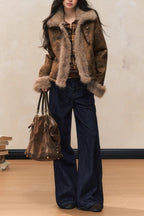 Brown Faux Fur Trim Wool Blend Coat image 6
