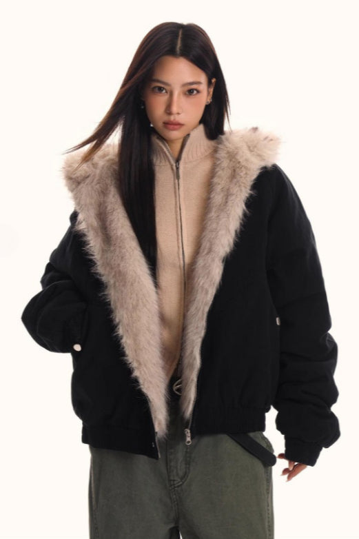 Fur Hooded Insulated Jacket image 2