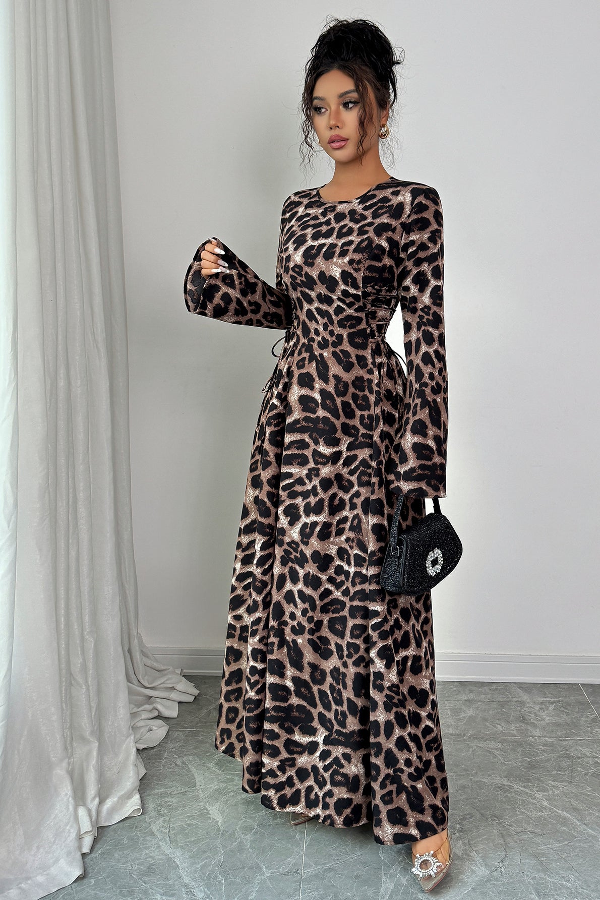 Chic Leopard Long Sleeve Maxi Dress image 1