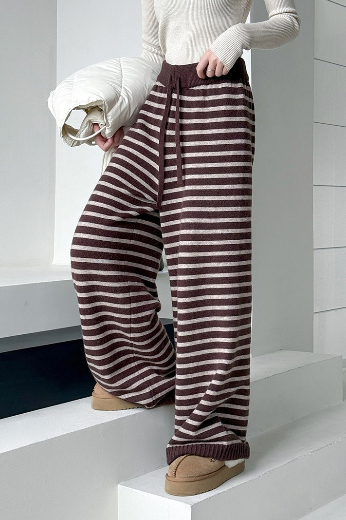 Striped Knit Thickened Casual Pants image 4