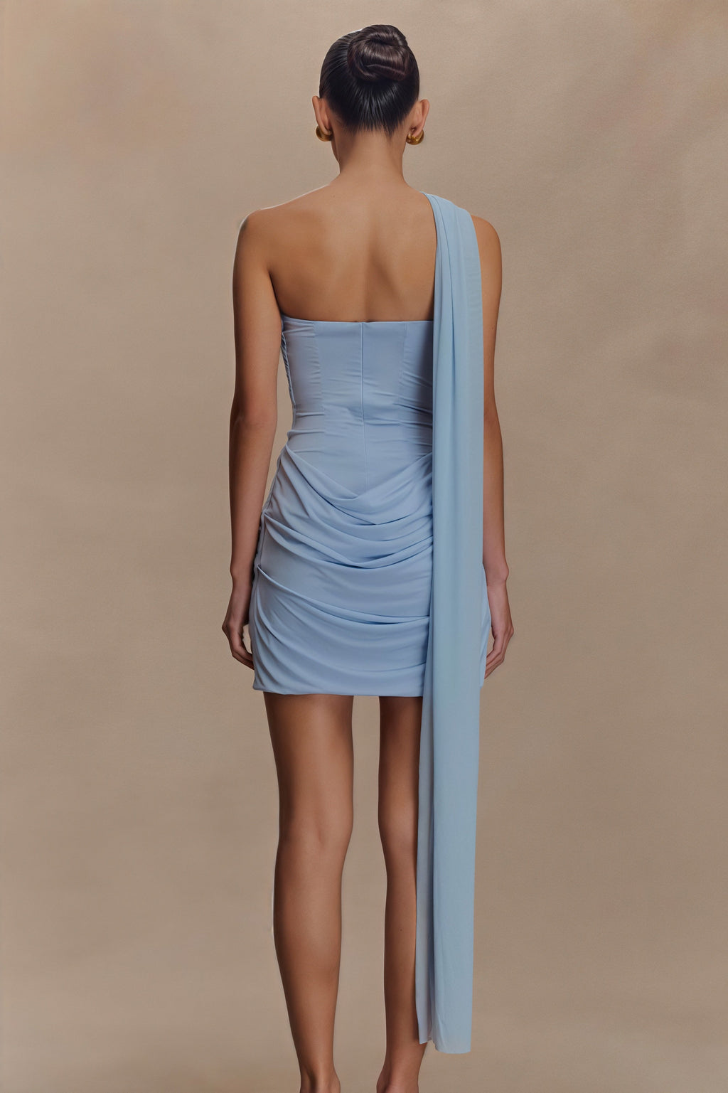 Tie Ruched Bandeau Bodycon Mini Dress image 3