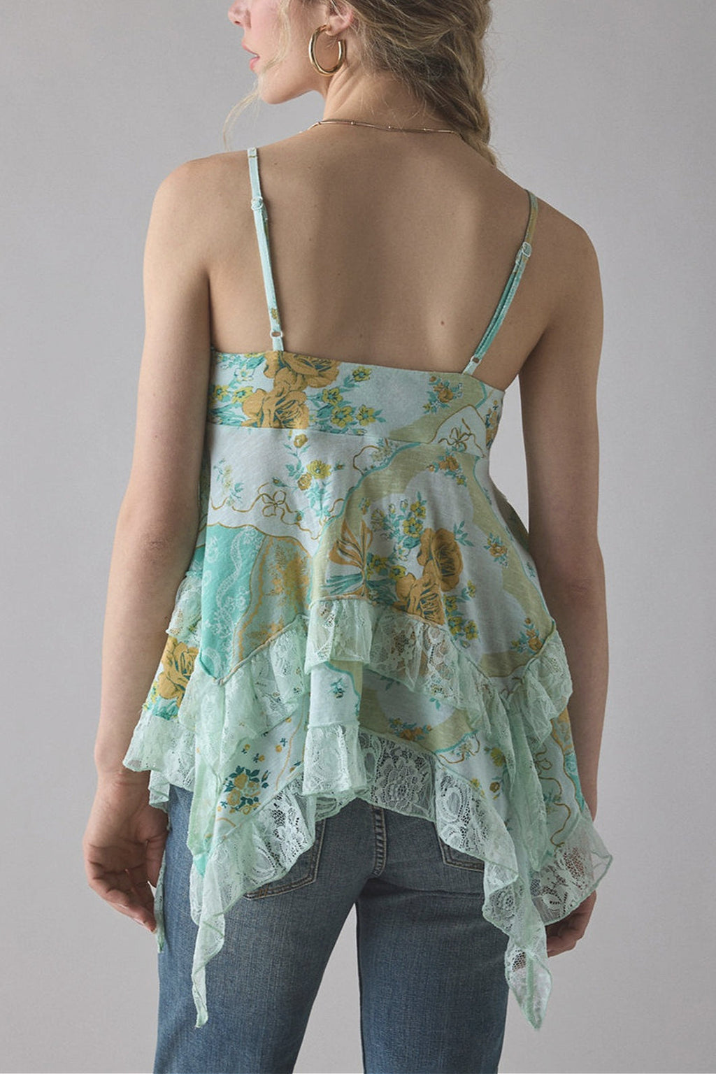 Retro Floral Chiffon Ruffled Cami Top image 8