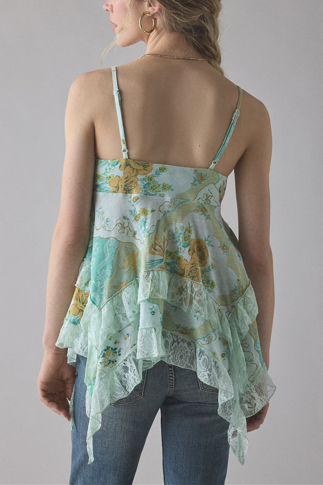Retro Floral Chiffon Ruffled Cami Top image 8