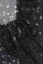 French Vintage Floral Bow Tie Tulle Cardigan Blouse image 4