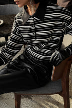 Colorblock Striped Polo Knit Sweater image 7