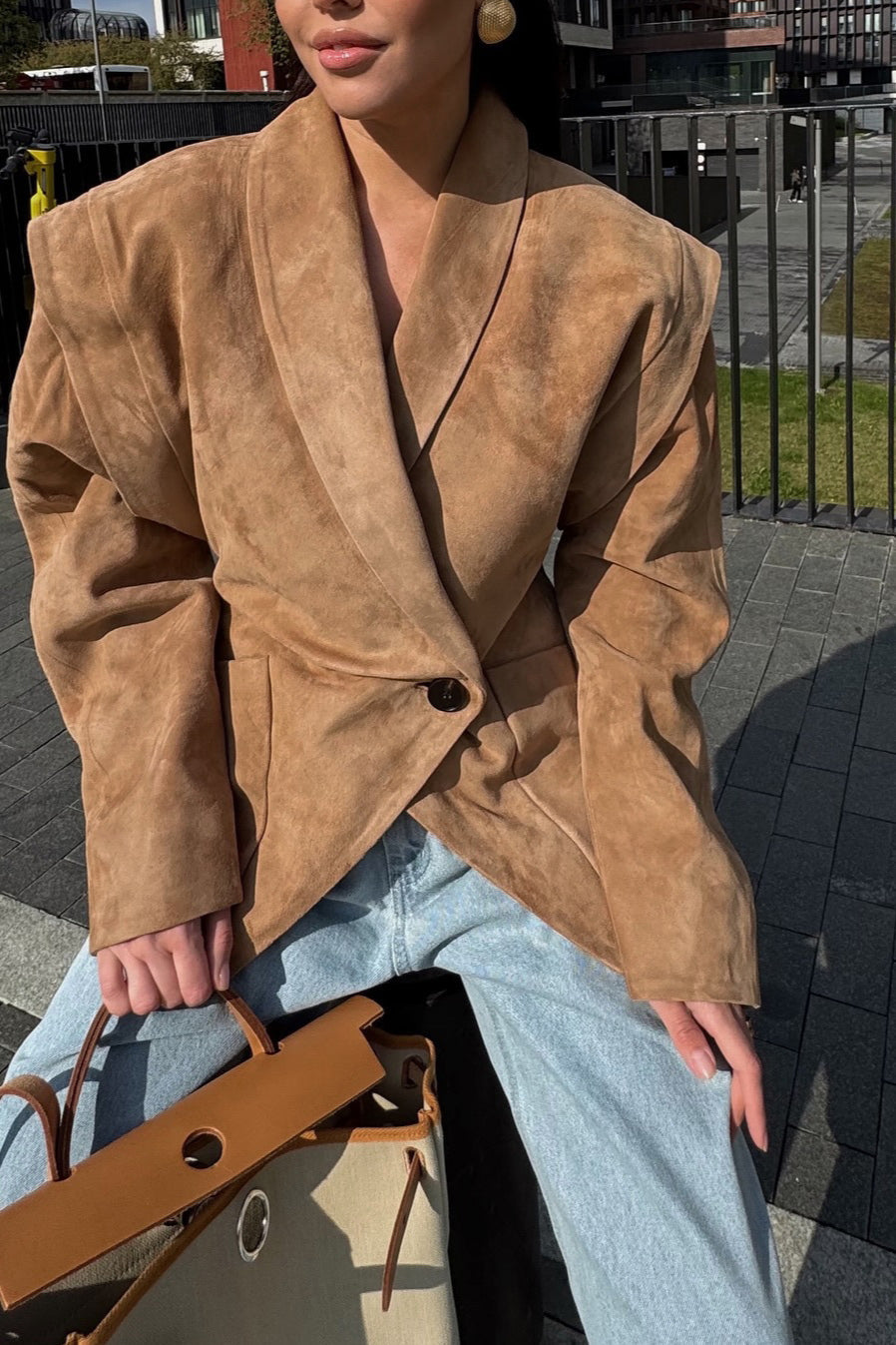 Suede Look Padded Blazer Coat image 1