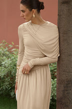 Vintage Ruched High Waist Long Sleeve Maxi Dress image 7