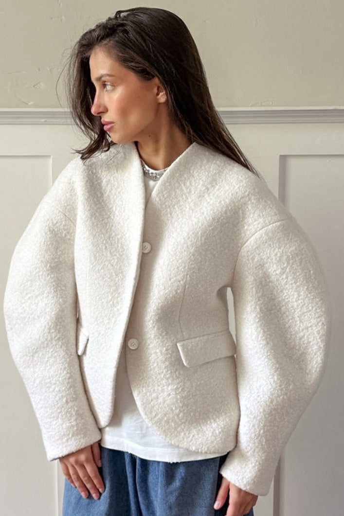Wool Solid V-Neck Thickened Pocket Coat image 1