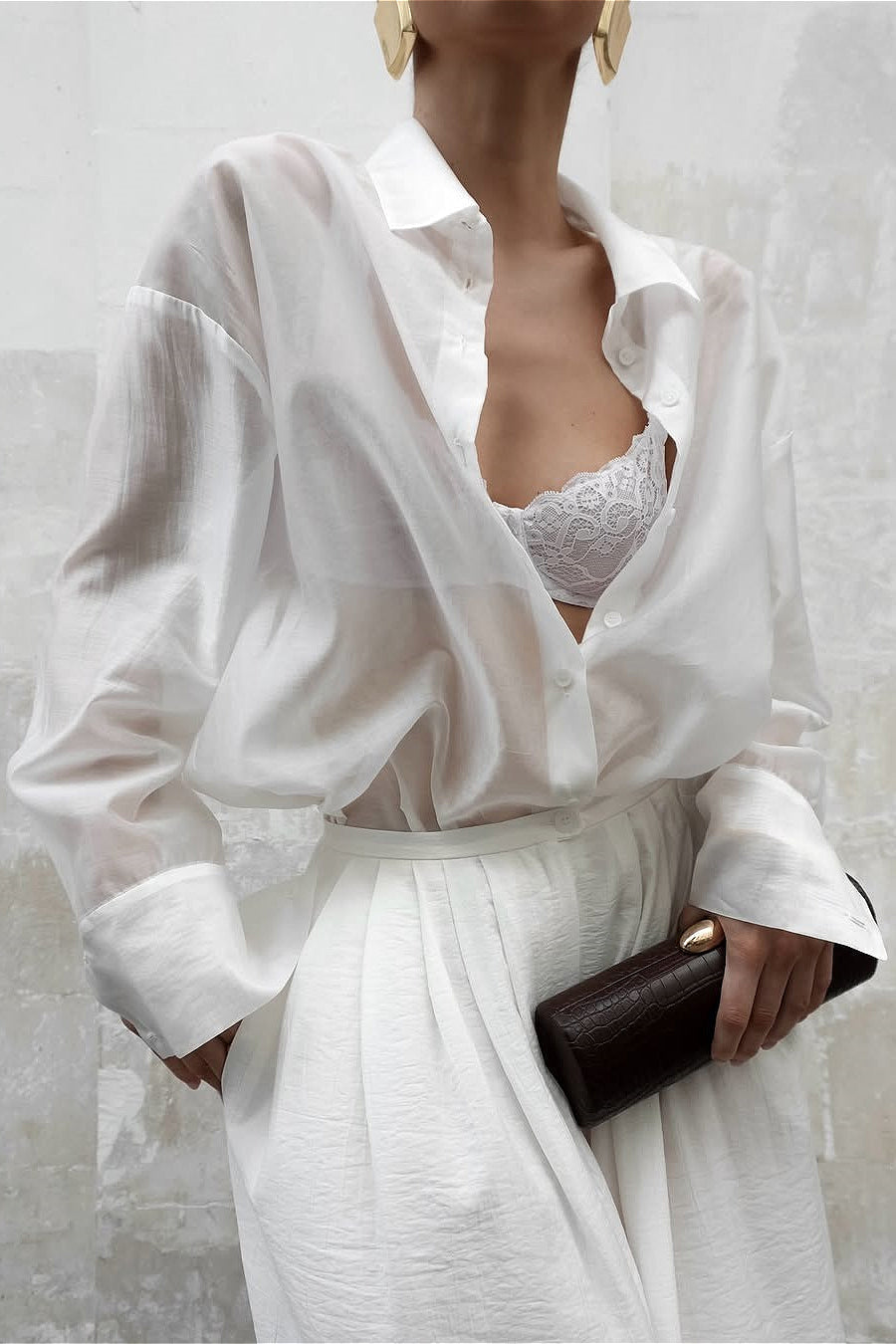 Vintage High-End Collared Loose Fit White Blouse image 1