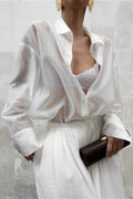 Vintage High-End Collared Loose Fit White Blouse image 1