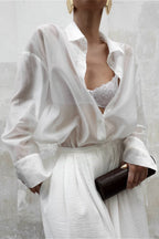 Vintage High-End Collared Loose Fit White Blouse image 1