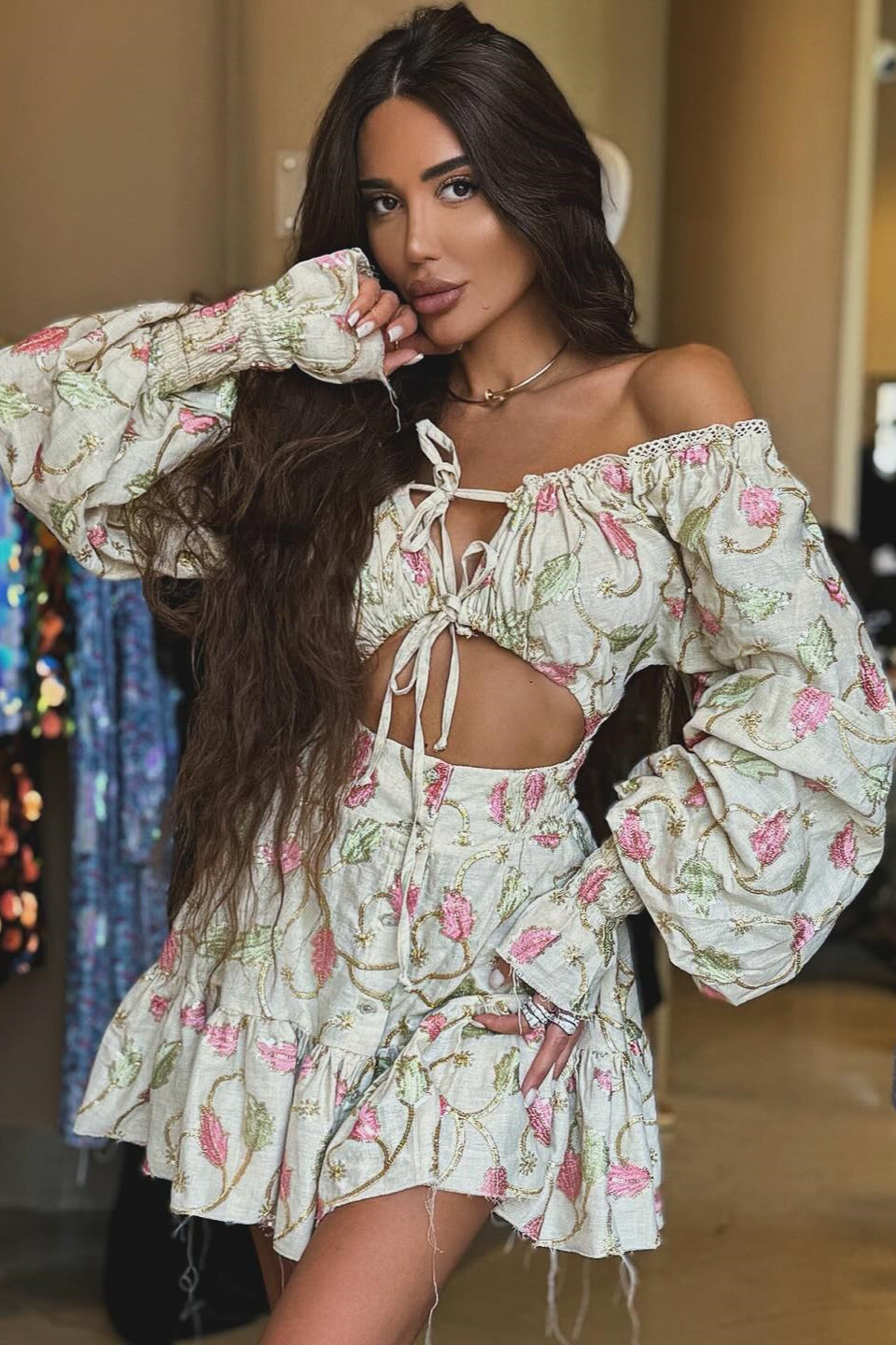 Cutout Lace Off-the-Shoulder Mini Dress image 5