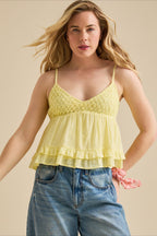 Lace V Neck Mesh Loose Cami Top image 3