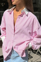 Casual Striped Button Up Blouse image 1