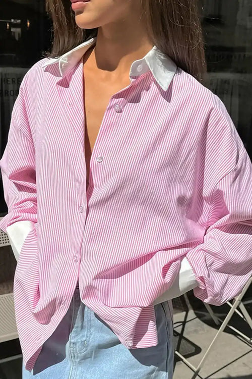 Casual Striped Button Up Blouse image 1