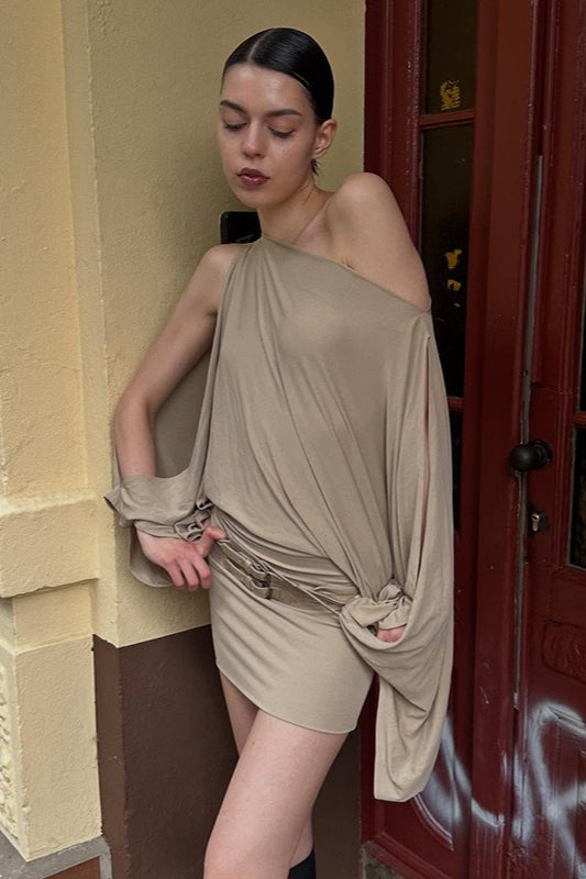 Wasteland Solid One Shoulder Ruched Bodycon Mini Dress image 5