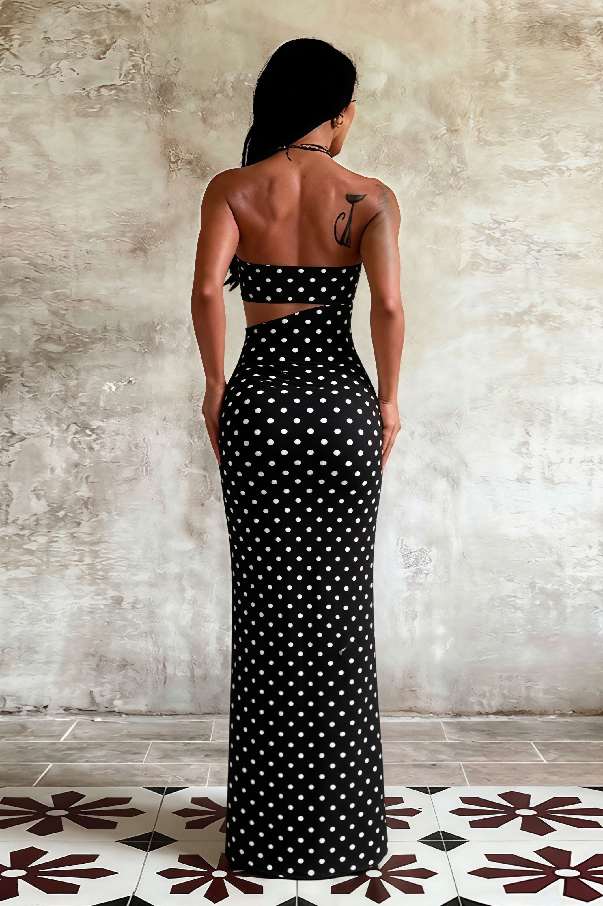 Printed Strapless Cut Out Bodycon Maxi Dress image 4