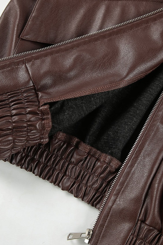Vintage Brown PU Leather Jacket image 8