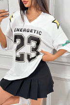 Fashion Loose Street Print Color Block Sporty T-shirt image 10
