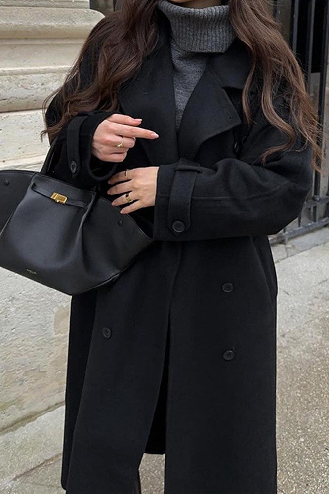Solid Color Longline Elegant Long Sleeve  Overcoat image 3