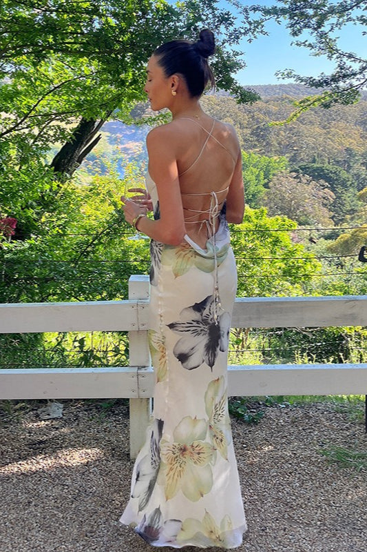 Vintage Floral Backless Cami Maxi Dress image 3