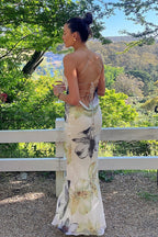 Vintage Floral Backless Cami Maxi Dress image 3