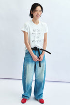 Letter Print Crew Neck Fitted T‑shirt image 5