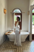 3D Floral Ruched Backless Maxi Dress image 5