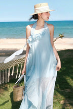 Halter Elegant Slim 3D Floral Maxi Dress image 10