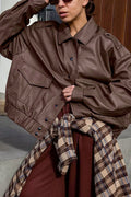 Oversized Long Sleeve Leather Jacket image 1