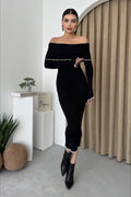 Ribbed Off Shoulder Color Block Knit Sweater Dress image 8