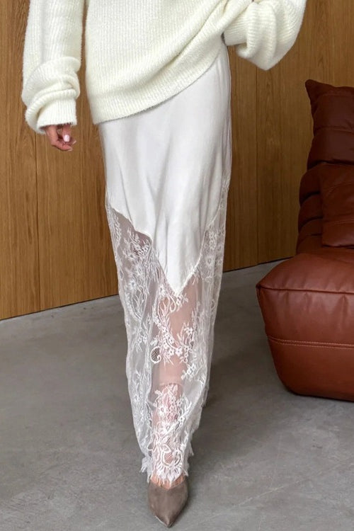 Lace Patchwork Sheer Bodycon Skirt image 2