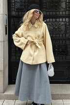 Solid Color Belted Midi Wool Blend Coat image 4