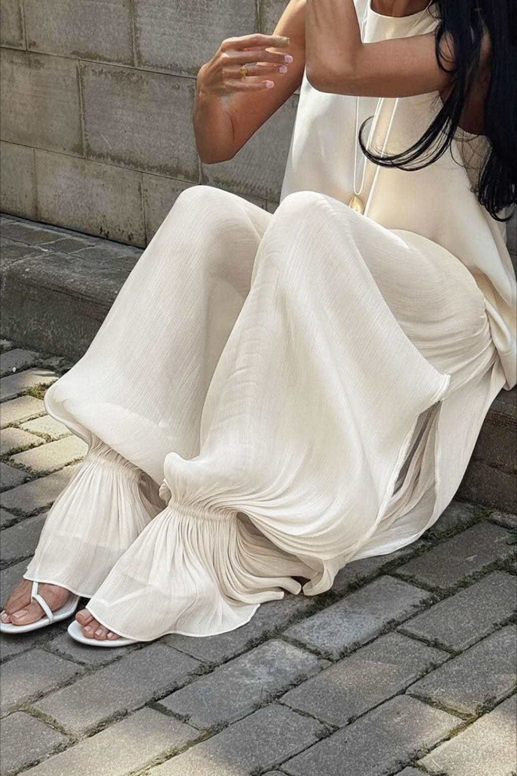 Structured Puff Ankle Chic Casual Pants image 2