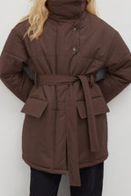Longline Cotton Tie Waist Puffer Jacket image 6