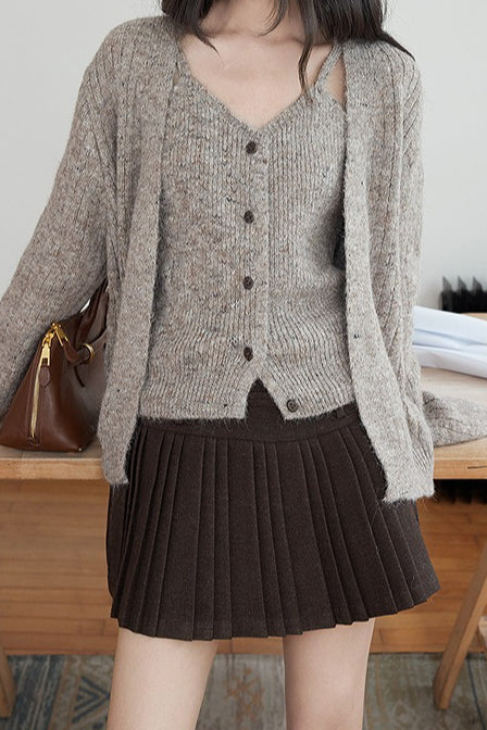 Solid Wool Pleated High Waist Skirt image 8
