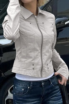Zip Up Solid Color Utility Jacket image 4
