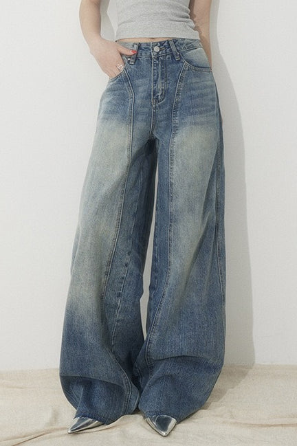 High Waist Loose Wide Leg Sickle Jeans image 2