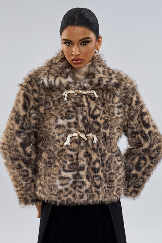 Leopard Print Faux Fur Coat image 1