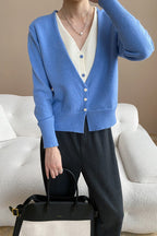 Two-Tone V-Neck Cardigan image 15