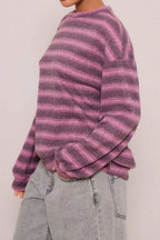 Relaxed Elegant Striped Knit Pullover Blouse image 8