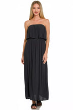 Vivienne Maxi Dress detail view styled for Avrienne