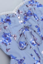 Floral A-line Cutout V-neck Spaghetti Strap Party Dress image 7