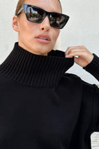 High Neck Patchwork Knit Sweater image 12
