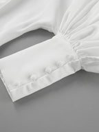 Puff Sleeve Stand Collar White Blouse image 15