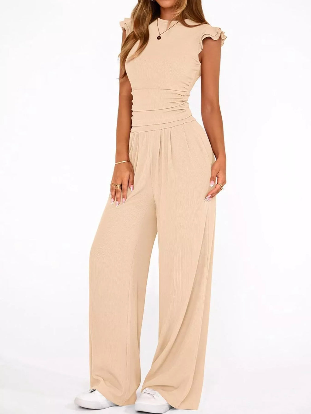 Margot Wide Leg Set detail view styled for Avrienne