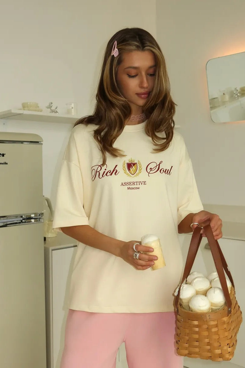 Minimalist Casual Fresh Print Cotton Short Sleeve T-shirt image 2