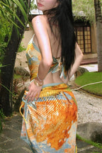 Oil Painting Ruffle Three Piece Swim Set image 3