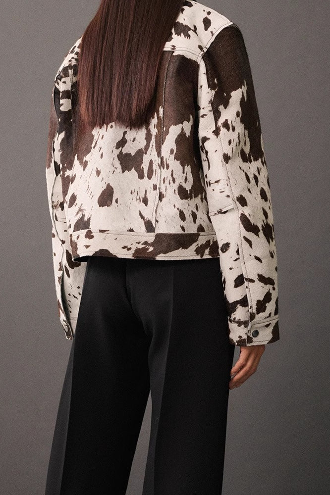 Trendy Asymmetrical Print Short Coat image 3